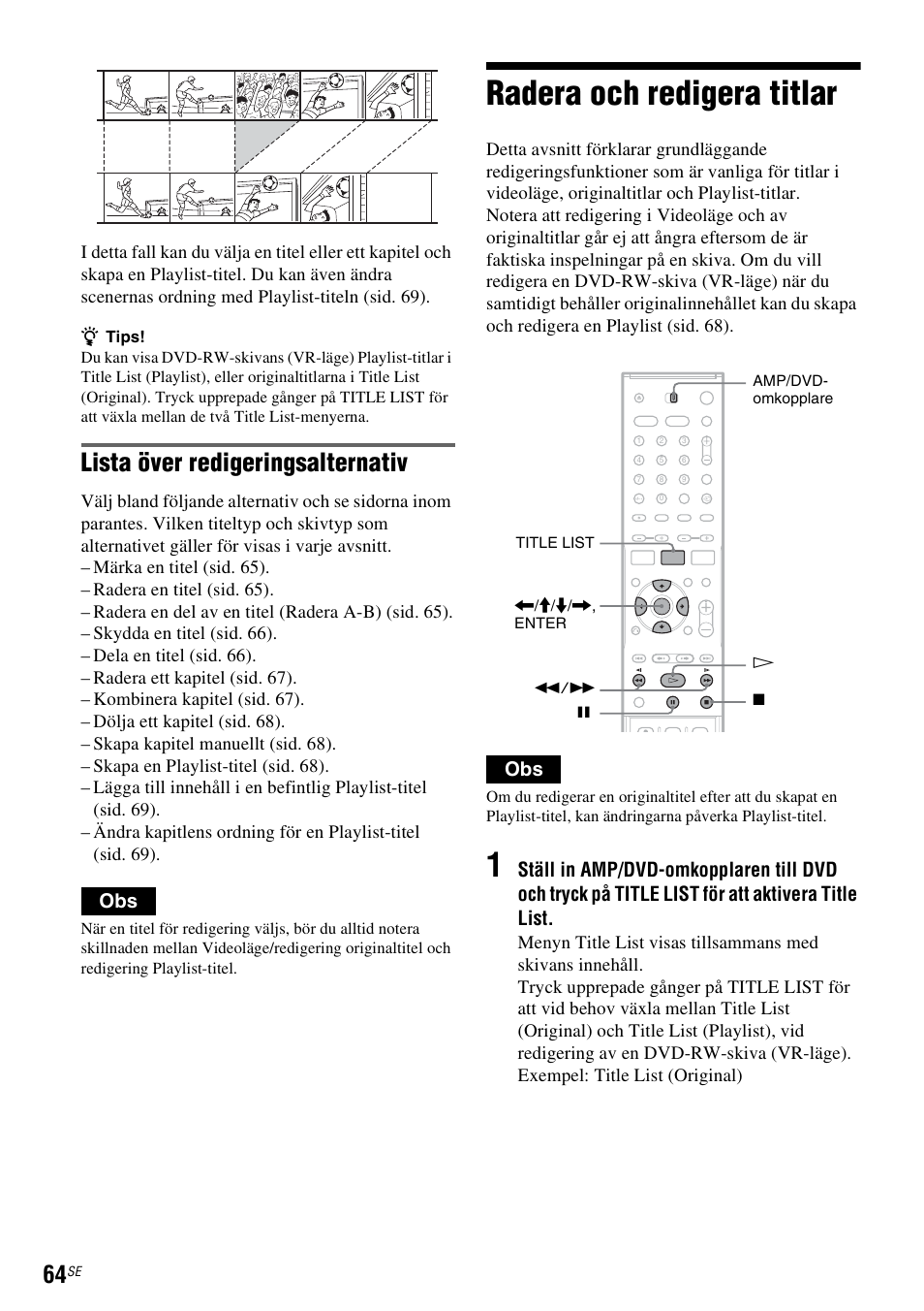 Radera och redigera titlar, Lista över redigeringsalternativ | Sony DAR-RD100 User Manual | Page 314 / 508