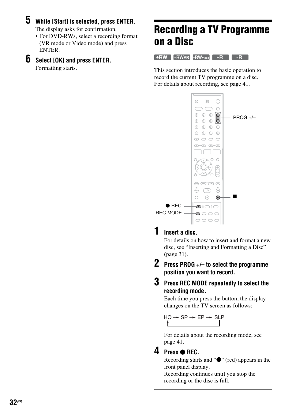 Recording a tv programme on a disc | Sony DAR-RD100 User Manual | Page 32 / 508