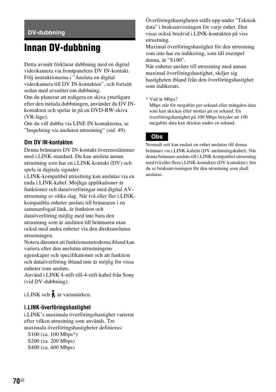 Dv-dubbning, Innan dv-dubbning | Sony DAR-RD100 User Manual | Page 320 / 508