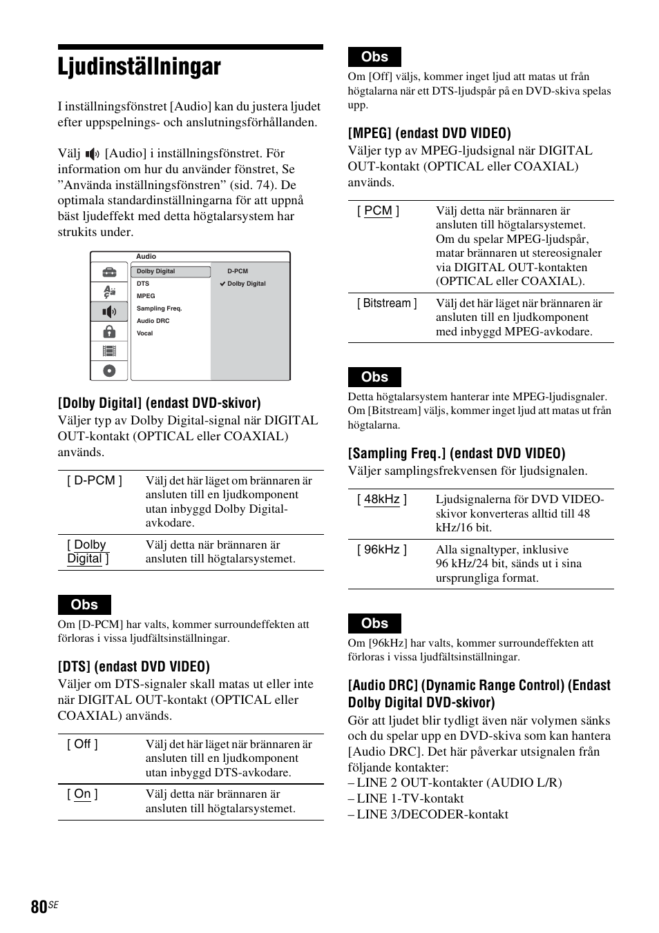 Ljudinställningar | Sony DAR-RD100 User Manual | Page 330 / 508