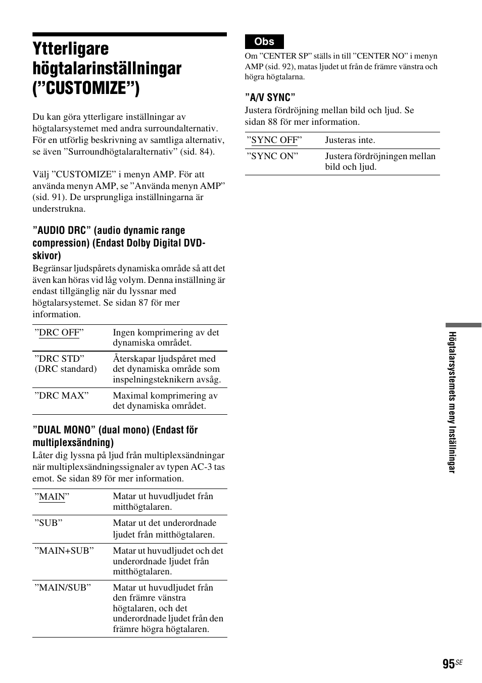 Ytterligare högtalarinställningar (”customize”), Sid. 95) | Sony DAR-RD100 User Manual | Page 345 / 508