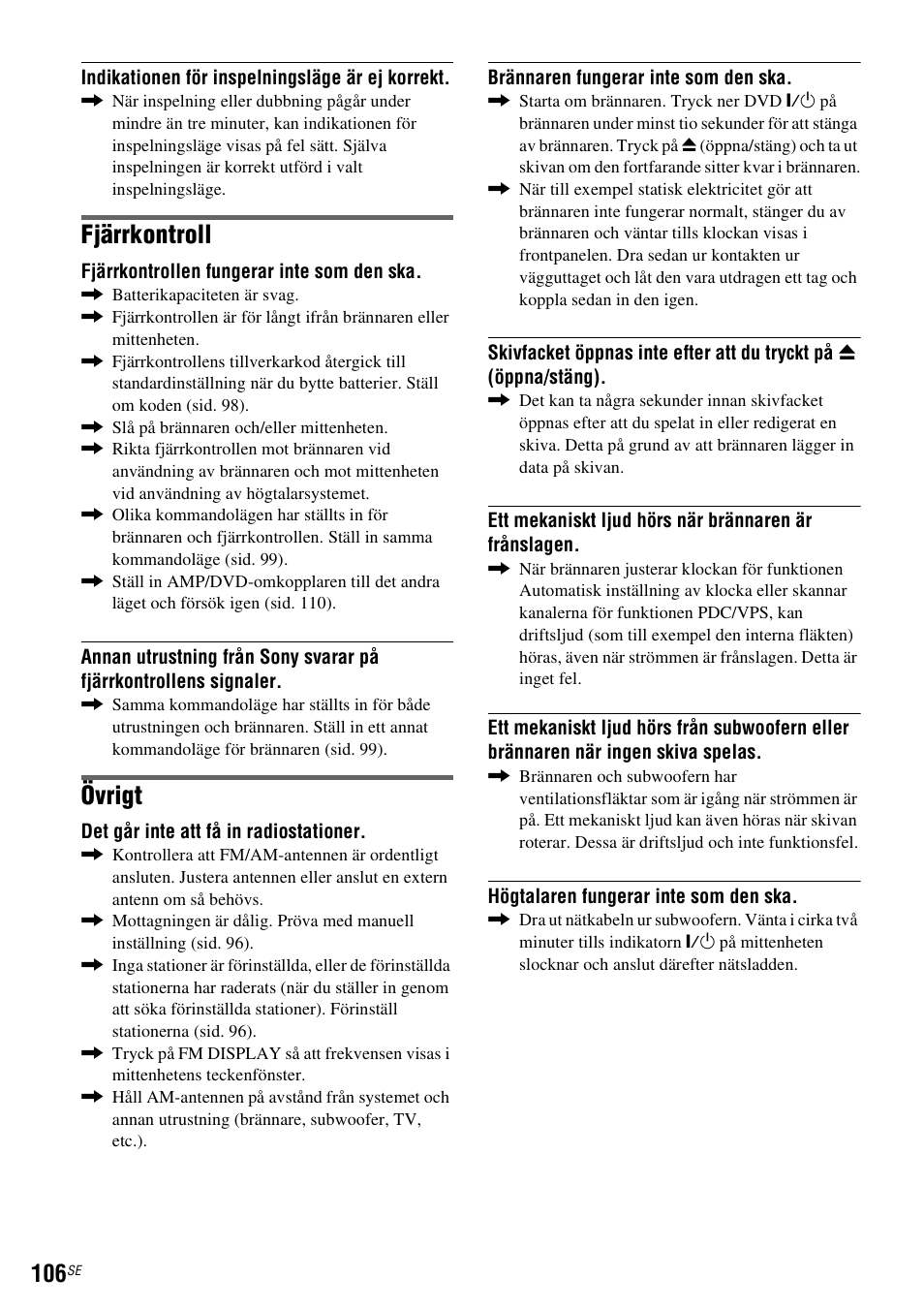Fjärrkontroll, Övrigt | Sony DAR-RD100 User Manual | Page 356 / 508