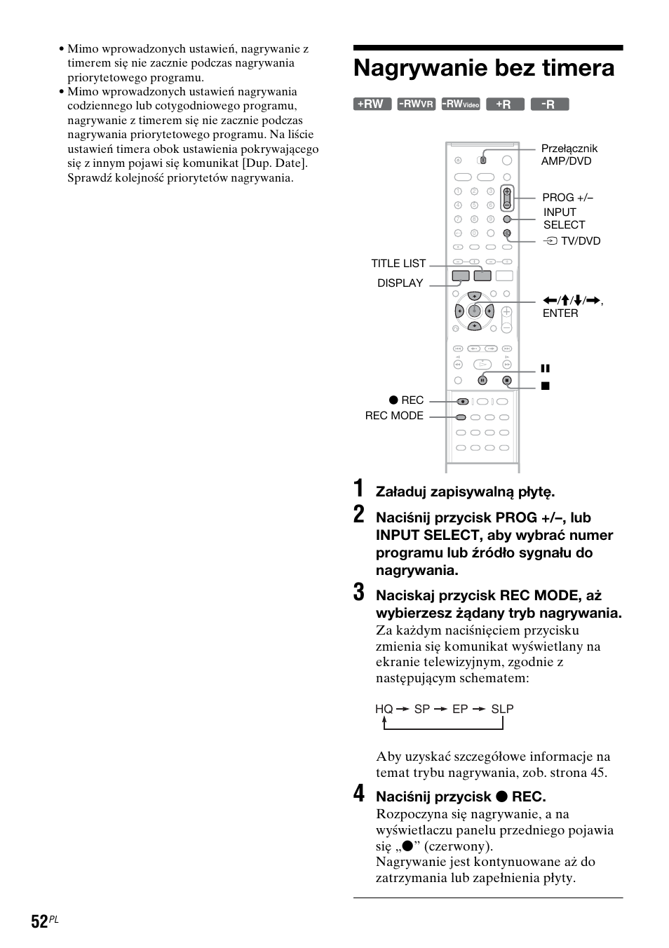 Nagrywanie bez timera, Nagrywanie bez timera 1, Załaduj zapisywalną płytę | Naciśnij przycisk z rec | Sony DAR-RD100 User Manual | Page 424 / 508