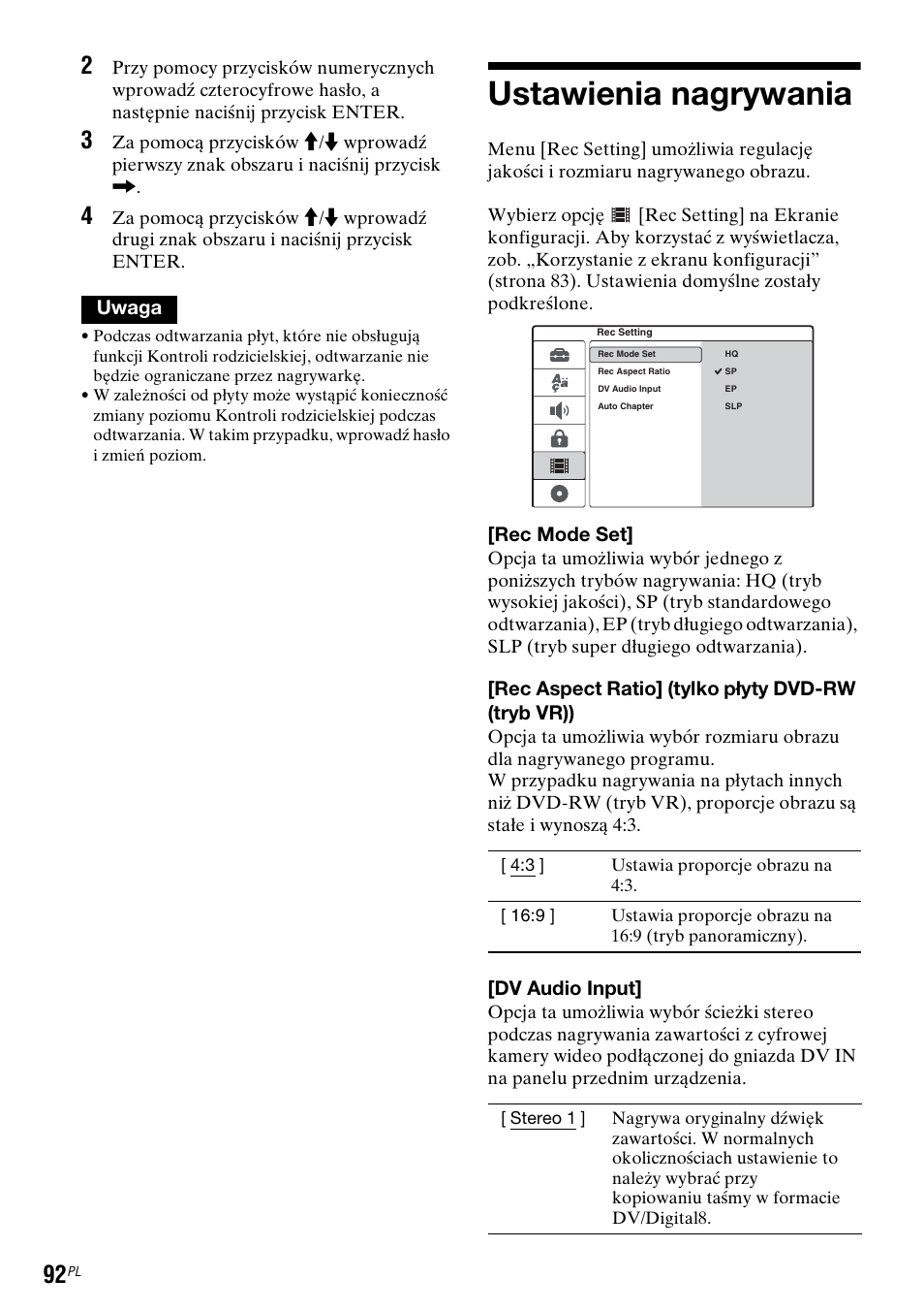 Ustawienia nagrywania | Sony DAR-RD100 User Manual | Page 464 / 508