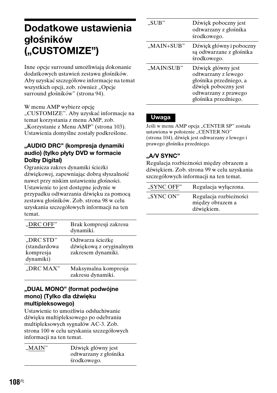 Dodatkowe ustawienia głośników („customize”) | Sony DAR-RD100 User Manual | Page 480 / 508