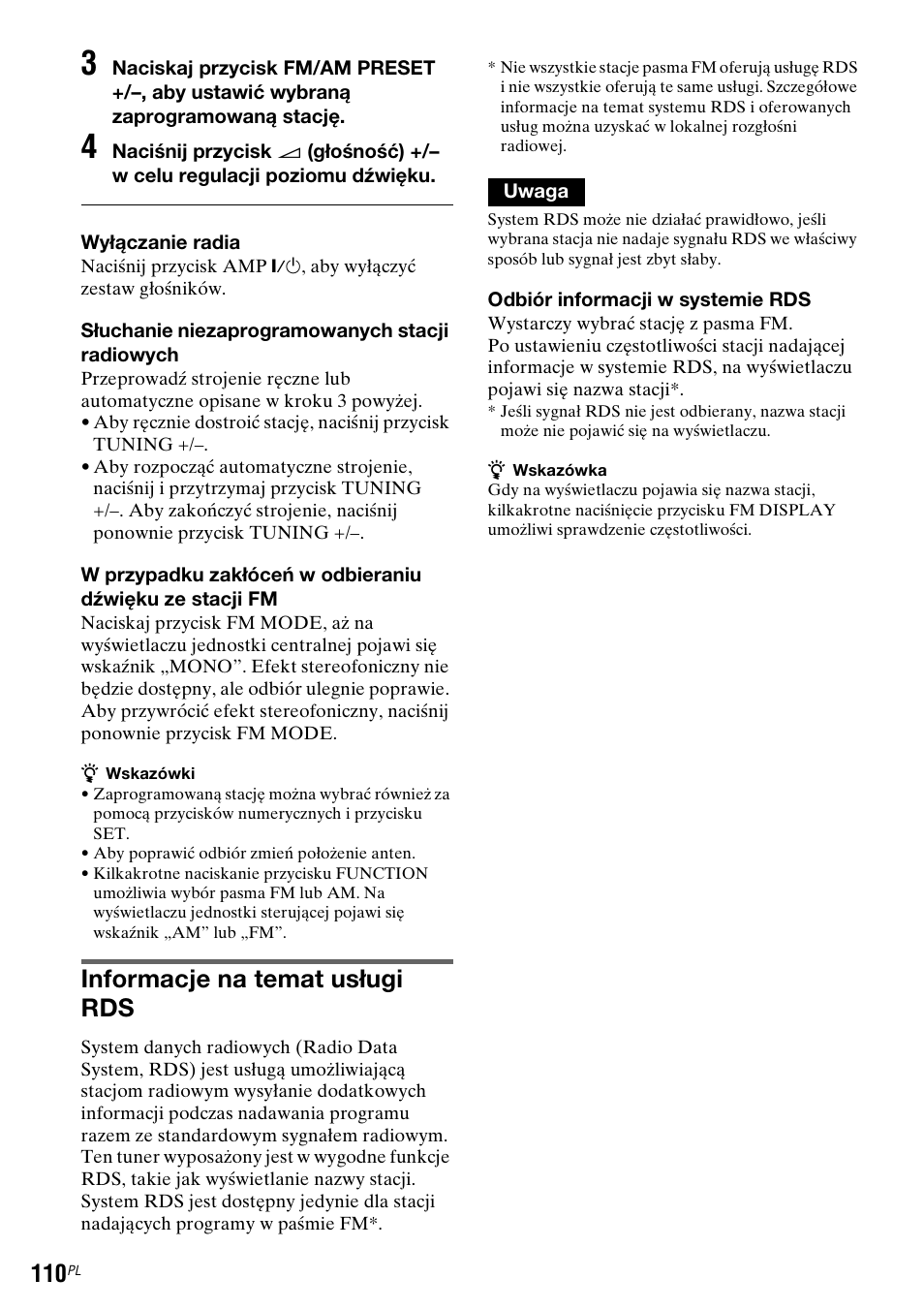 Informacje na temat usługi rds | Sony DAR-RD100 User Manual | Page 482 / 508