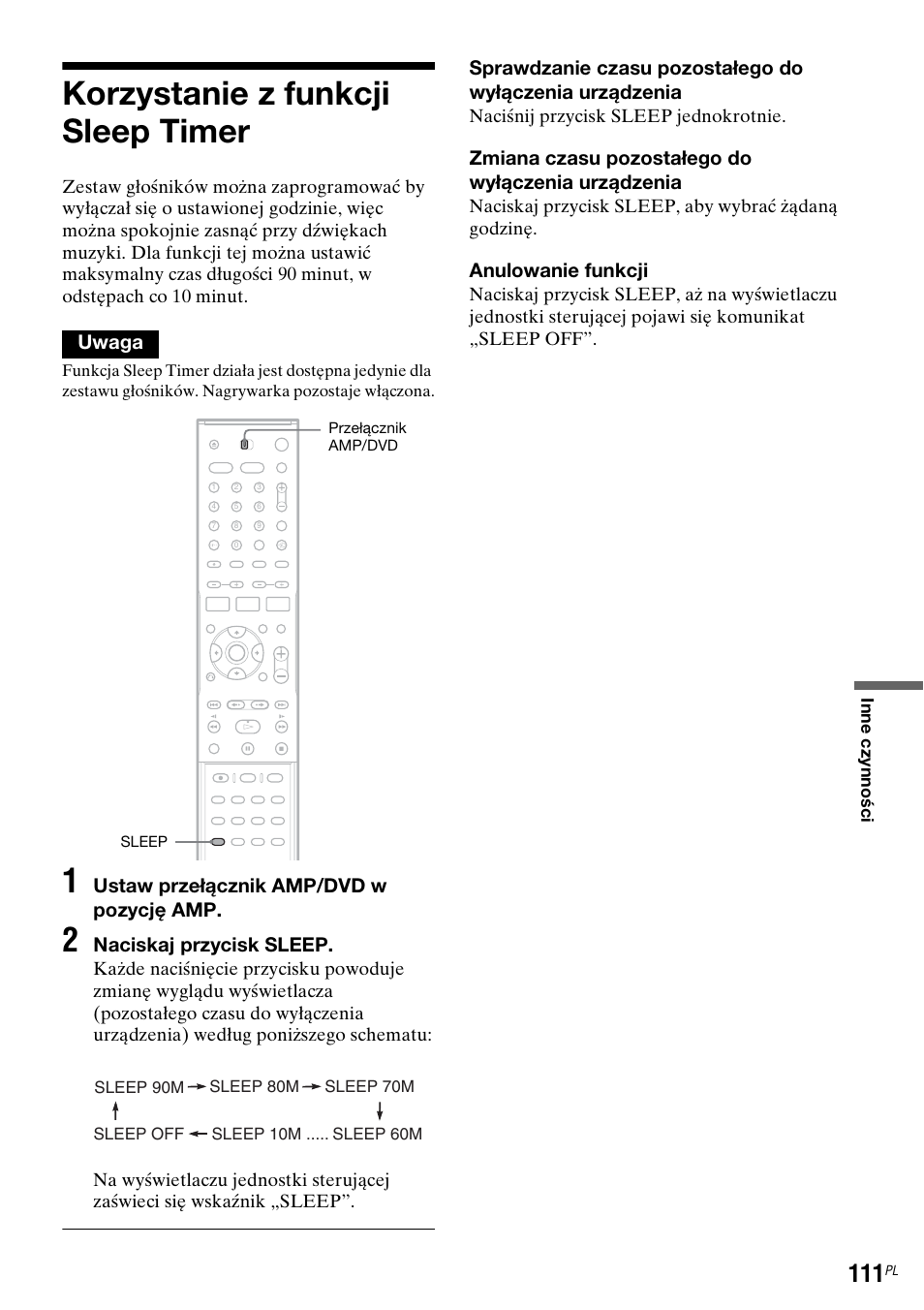 Korzystanie z funkcji sleep timer | Sony DAR-RD100 User Manual | Page 483 / 508