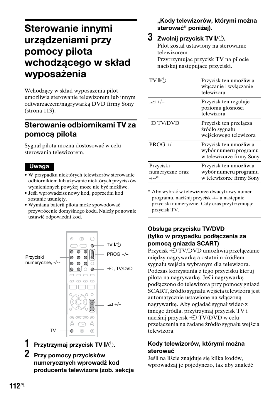 Wyposażenia, Sterowanie odbiornikami tv za pomocą pilota | Sony DAR-RD100 User Manual | Page 484 / 508