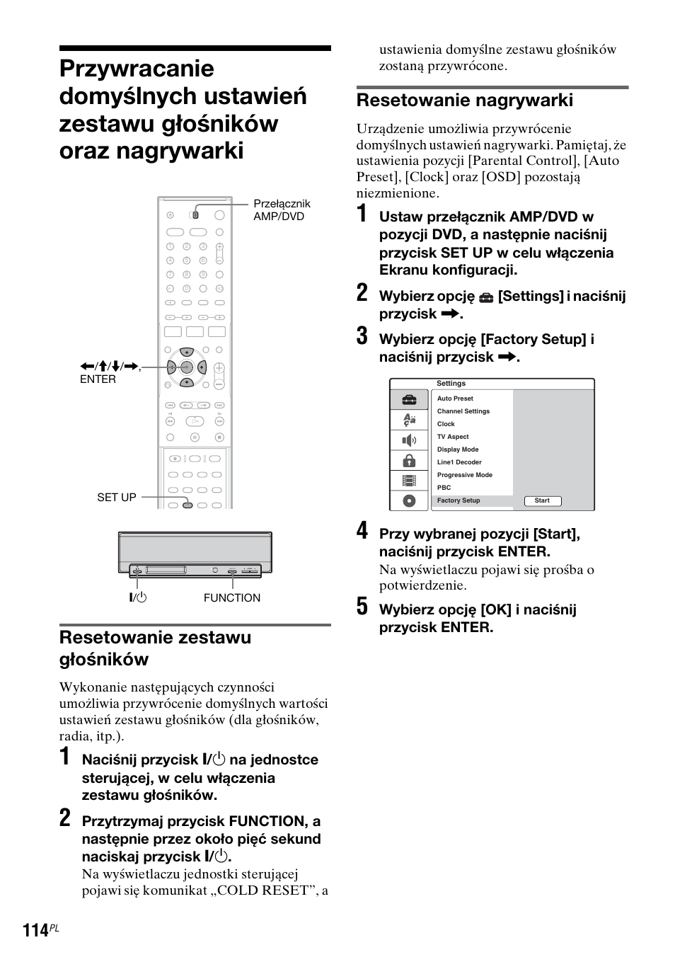 Resetowanie zestawu głośników, Resetowanie nagrywarki | Sony DAR-RD100 User Manual | Page 486 / 508