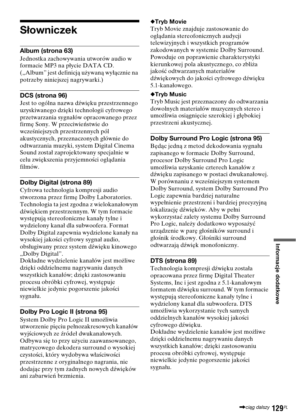 Słowniczek | Sony DAR-RD100 User Manual | Page 501 / 508