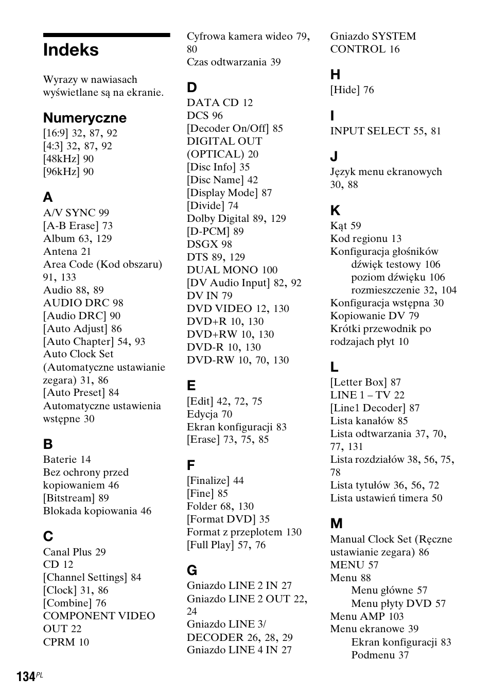 Indeks, Numeryczne | Sony DAR-RD100 User Manual | Page 506 / 508