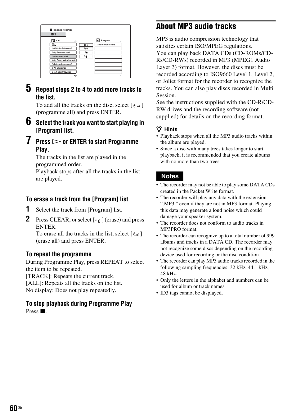 About mp3 audio tracks | Sony DAR-RD100 User Manual | Page 60 / 508