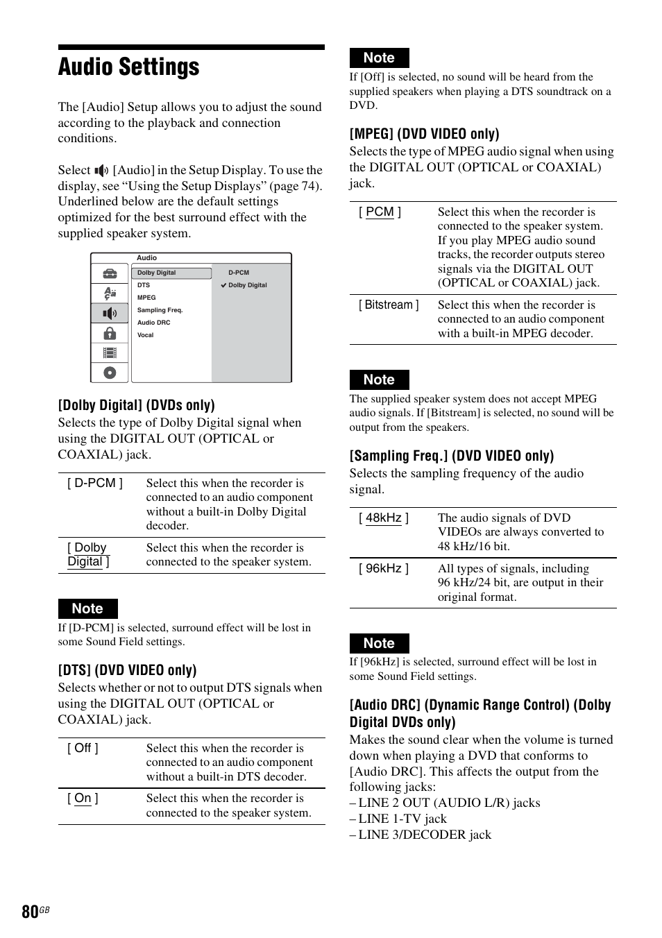 Audio settings | Sony DAR-RD100 User Manual | Page 80 / 508
