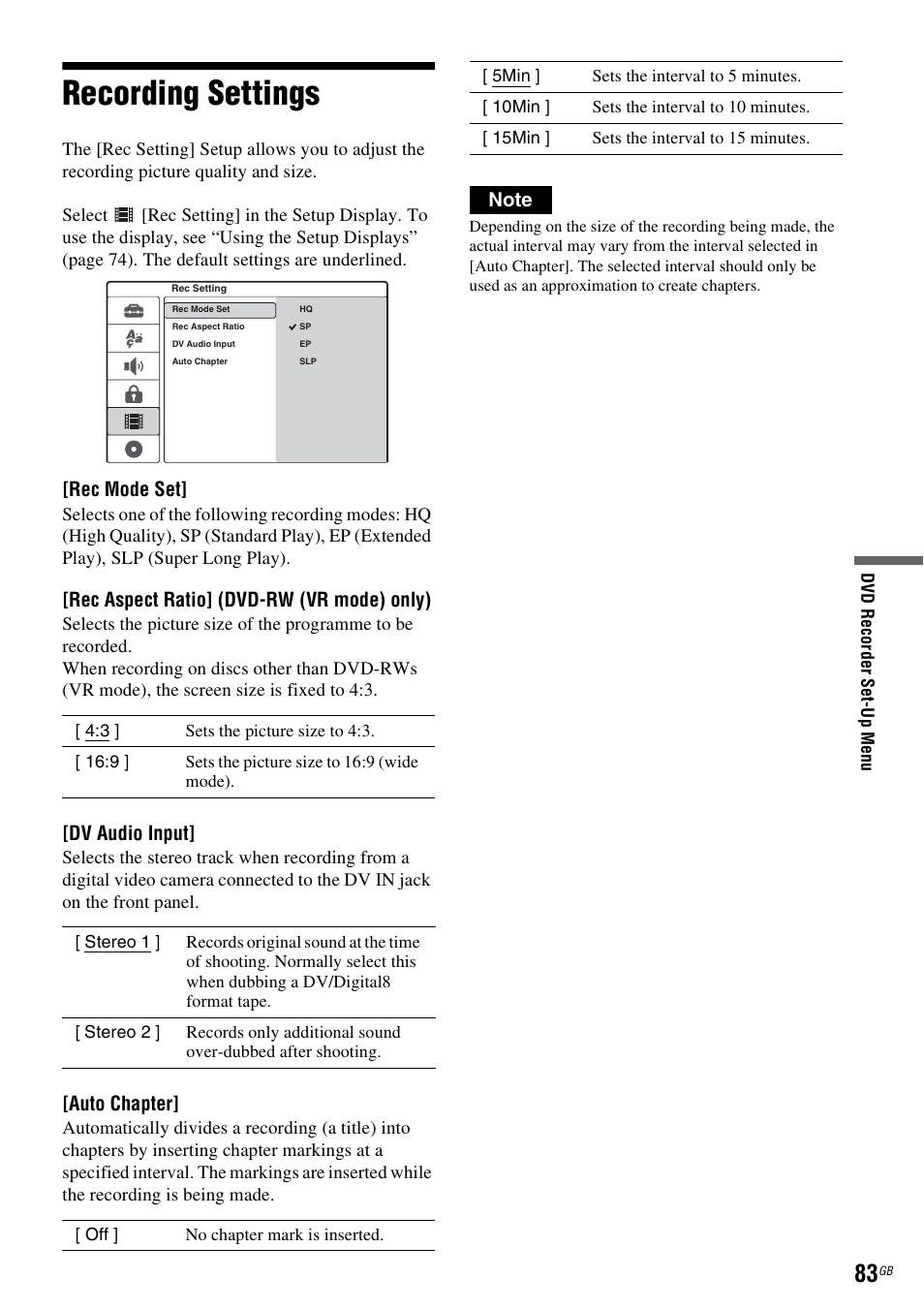 Recording settings | Sony DAR-RD100 User Manual | Page 83 / 508