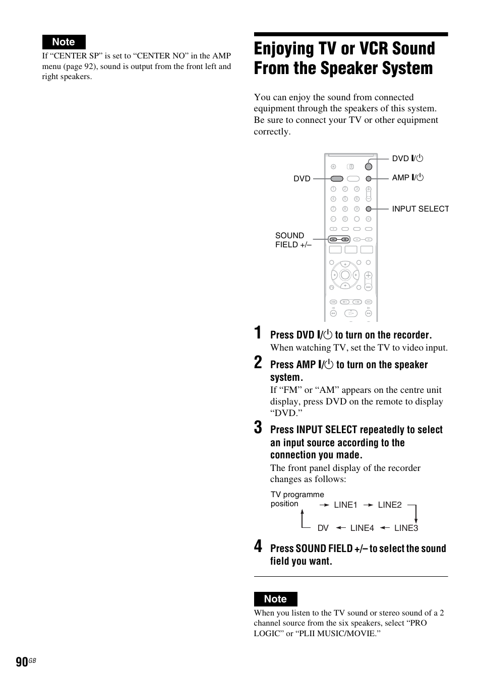 Enjoying tv or vcr sound from the speaker system | Sony DAR-RD100 User Manual | Page 90 / 508
