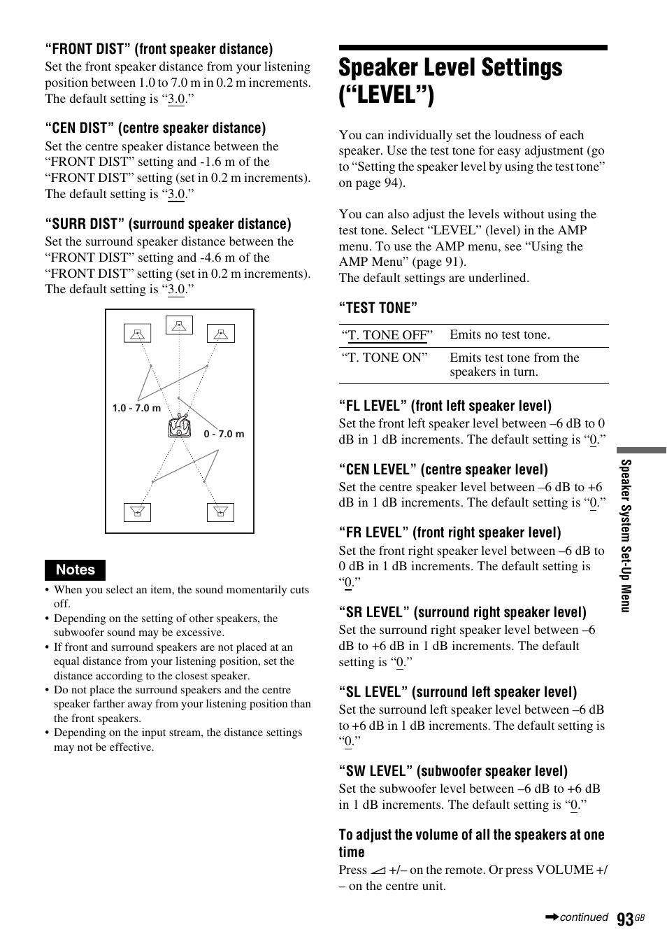 Speaker level settings (“level”) | Sony DAR-RD100 User Manual | Page 93 / 508