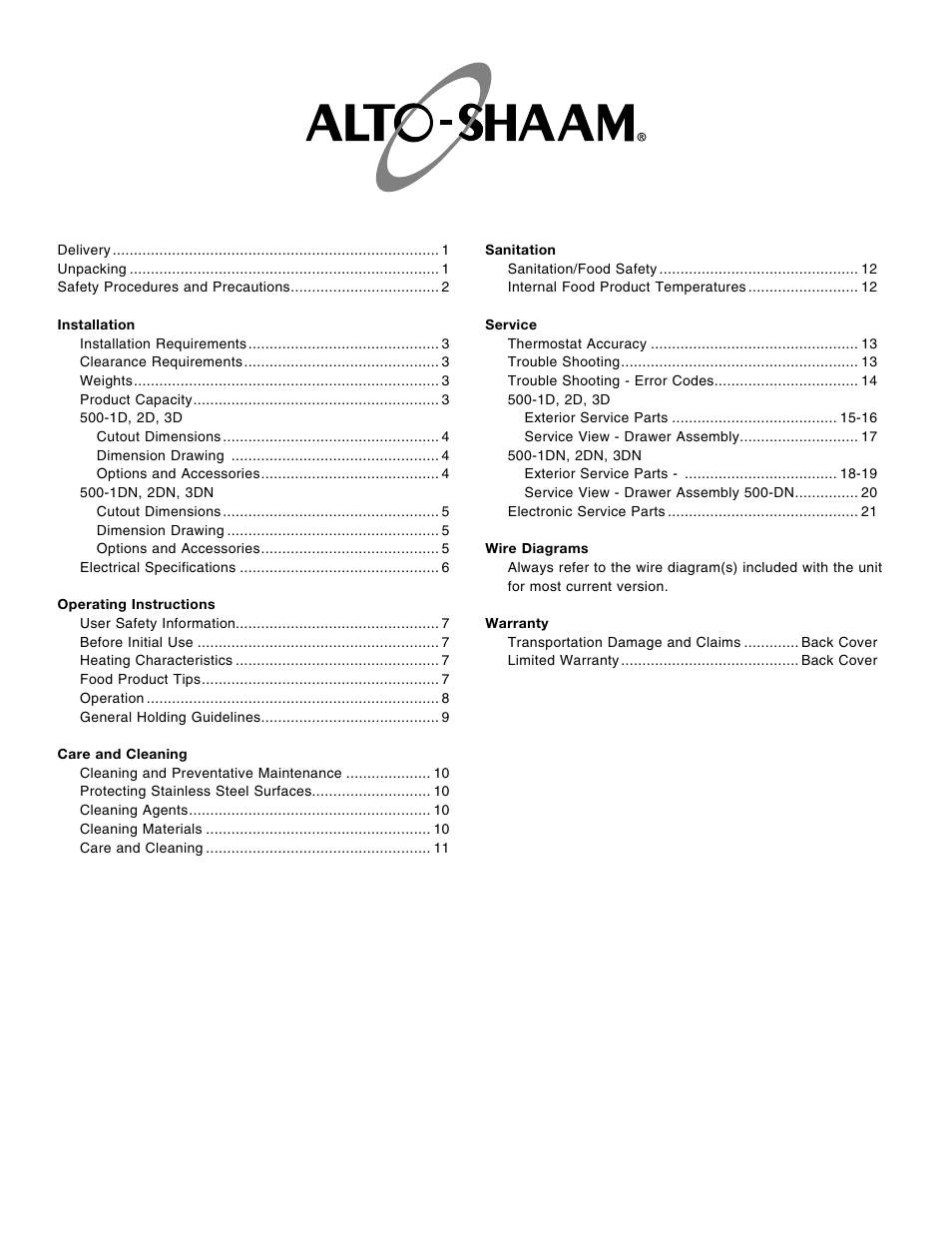 Alto-Shaam Drawer Warmers 3DN User Manual | Page 2 / 27