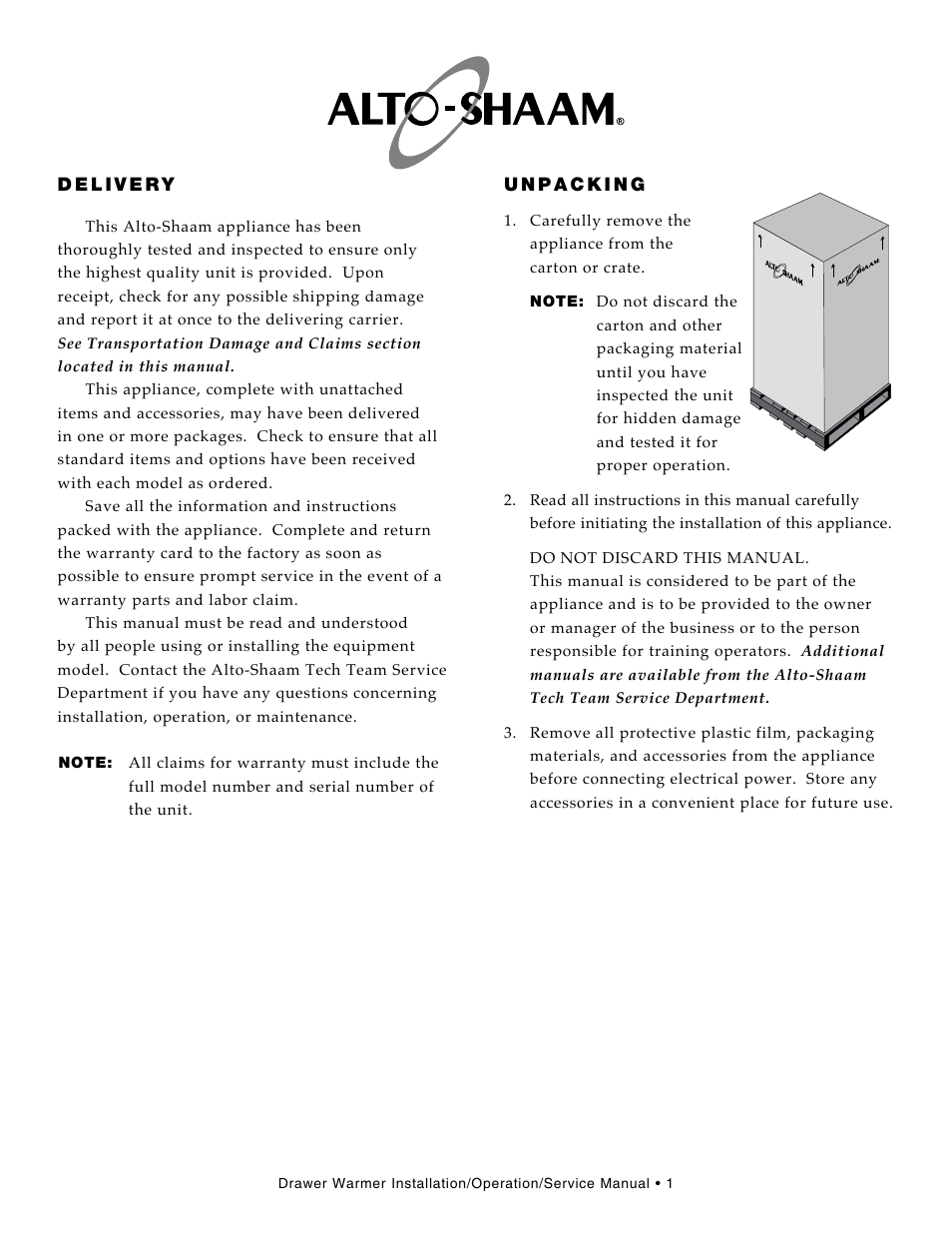 Alto-Shaam Drawer Warmers 3DN User Manual | Page 3 / 27