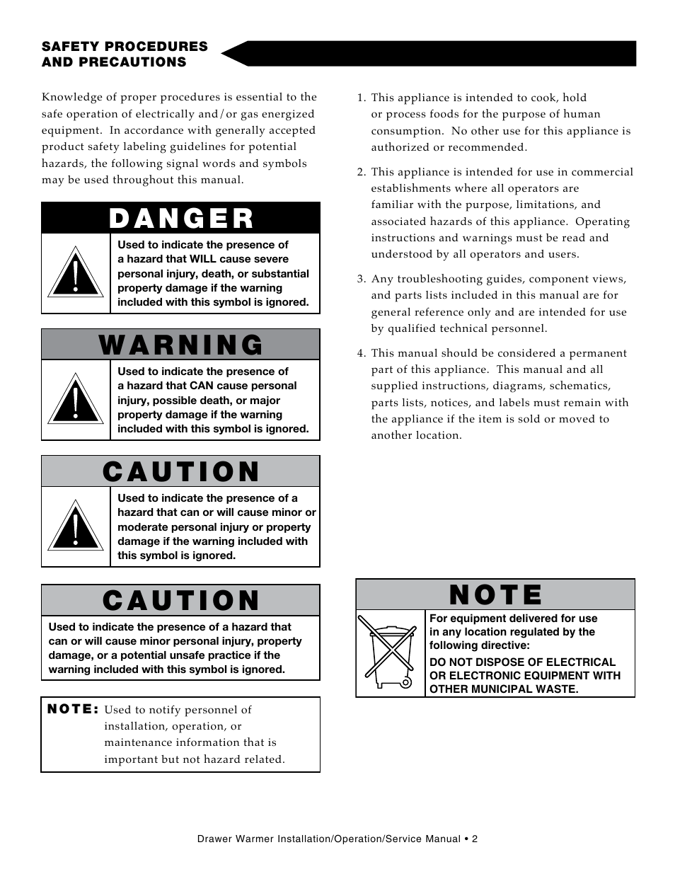 N o t e | Alto-Shaam Drawer Warmers 3DN User Manual | Page 4 / 27