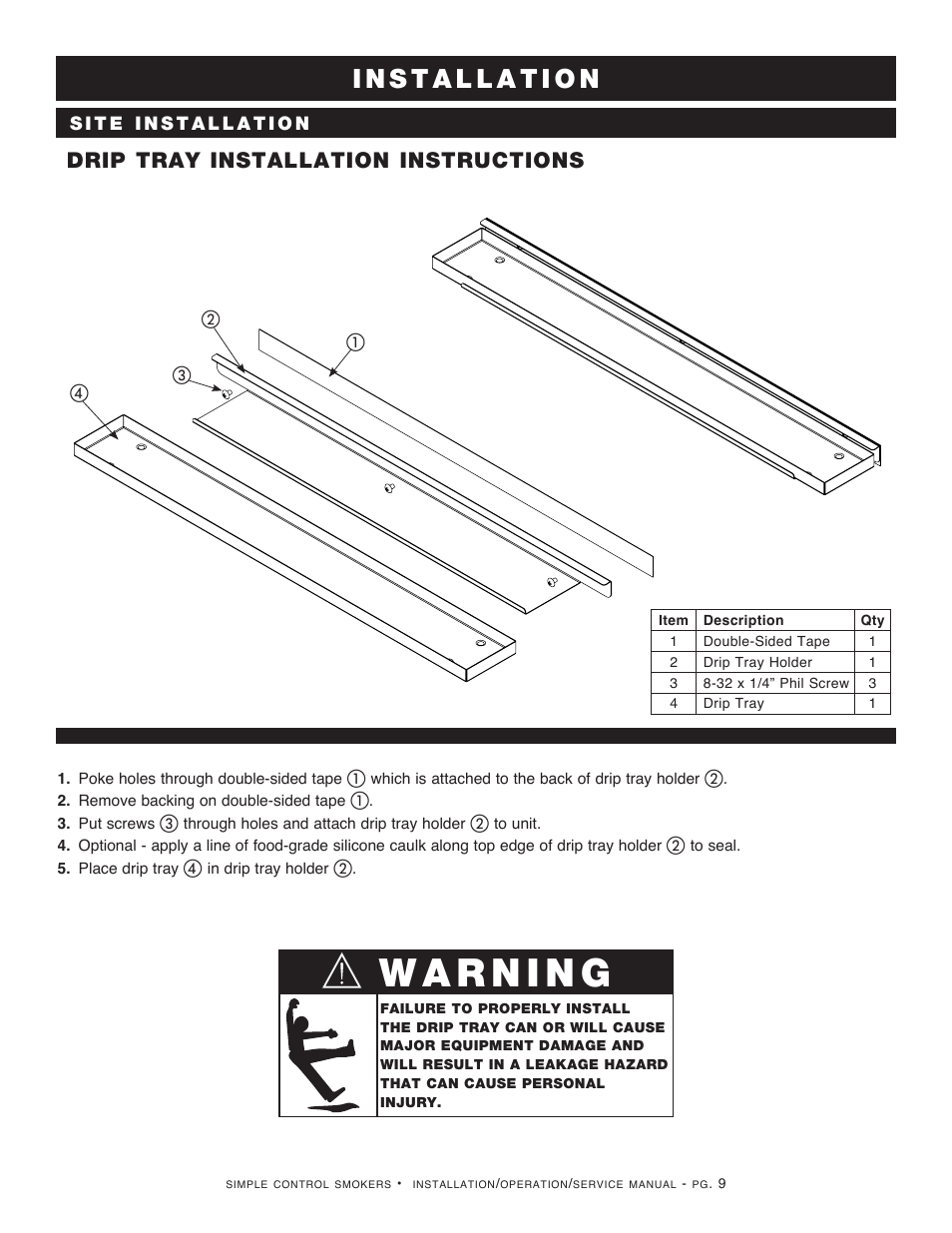 Drip tray installation instructions | Alto-Shaam Cook User Manual | Page 11 / 30