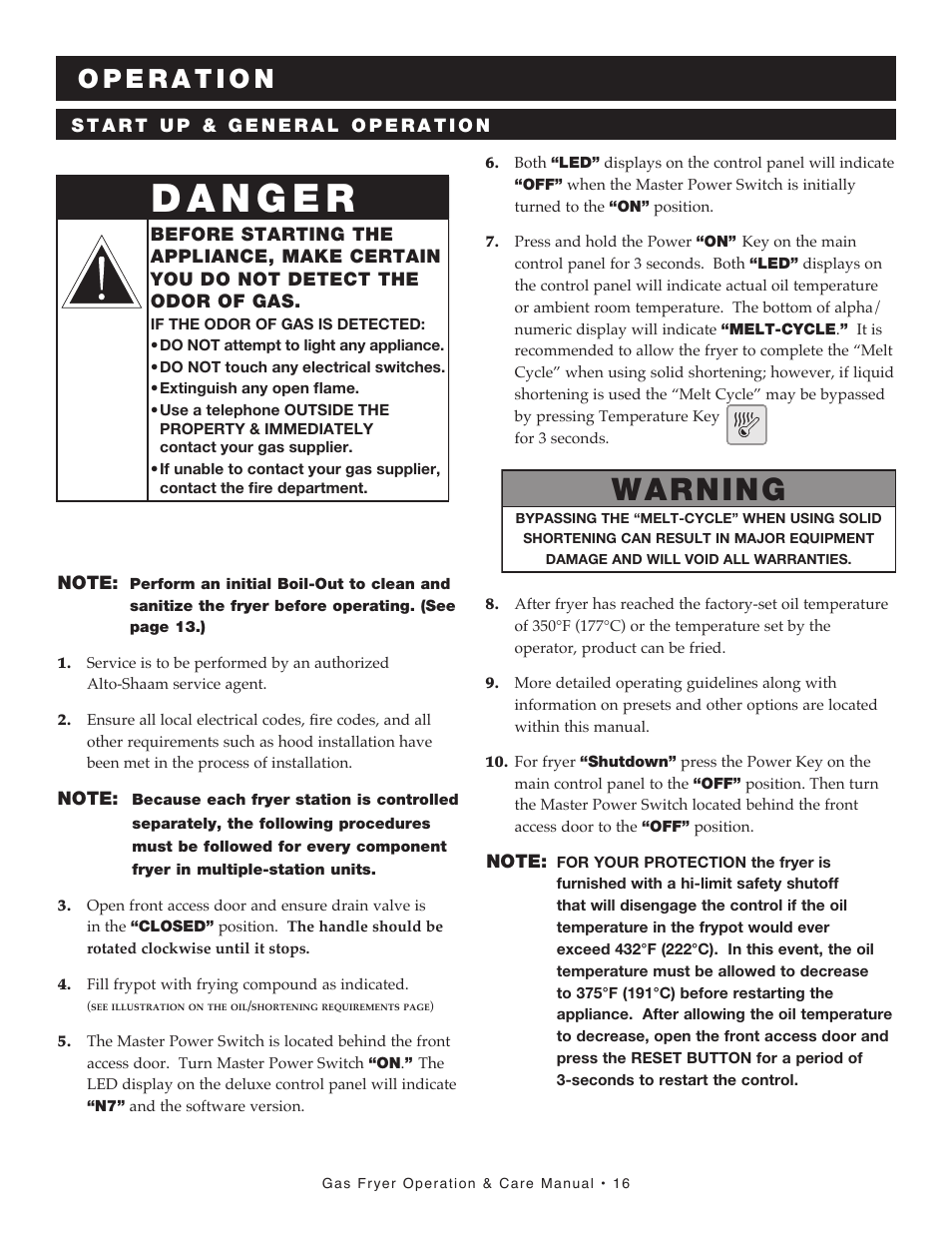 Warning | Alto-Shaam FRYTECH ASF-60G series User Manual | Page 18 / 62