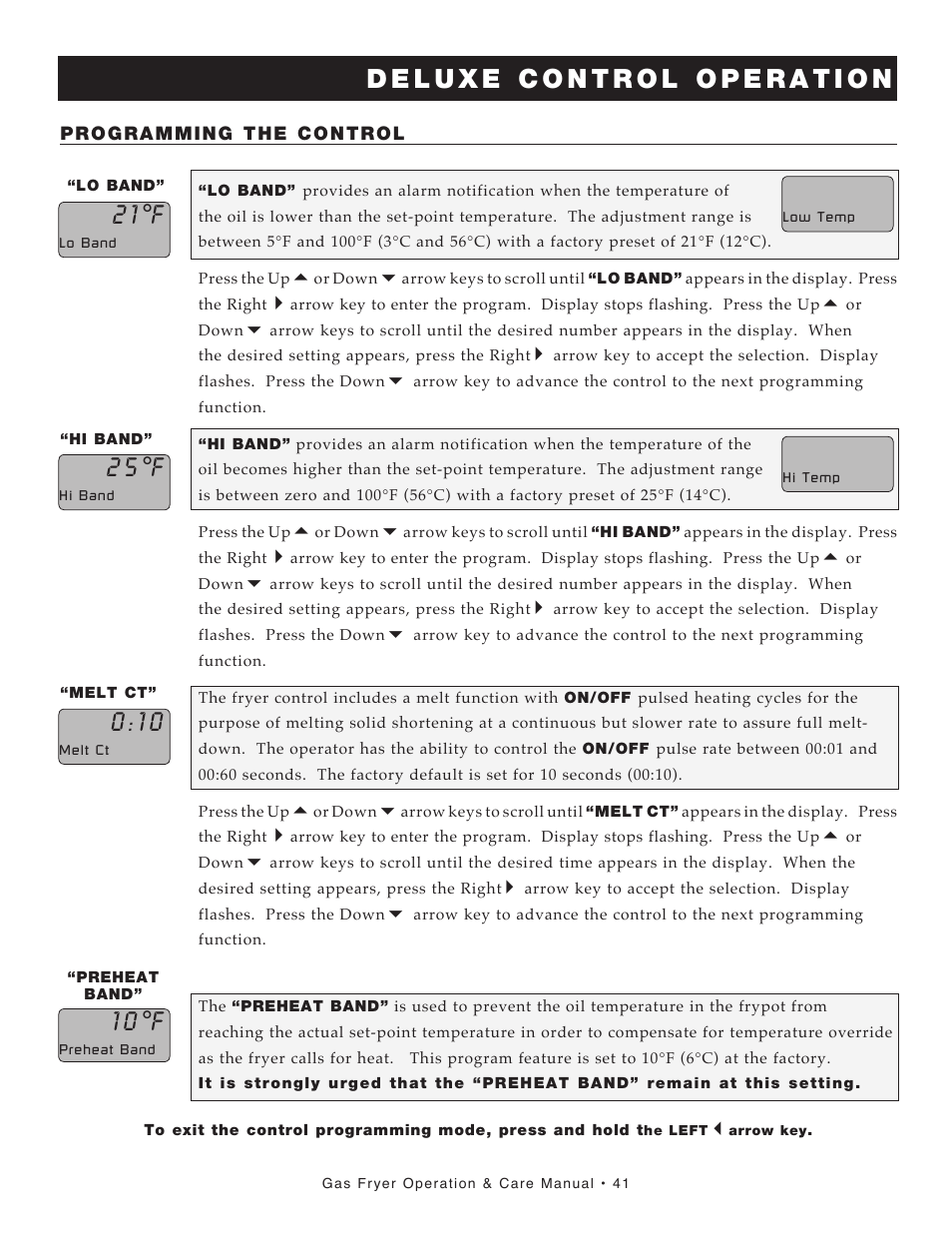 1 0 °f, 2 5 °f, 2 1 °f | Alto-Shaam FRYTECH ASF-60G series User Manual | Page 43 / 62