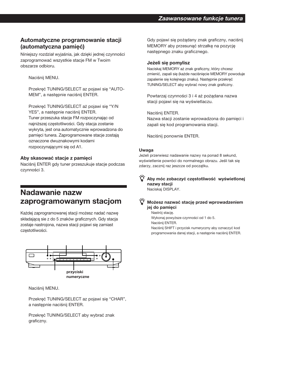 Nadawanie nazw zaprogramowanym stacjom | Sony ST-SB920 User Manual | Page 25 / 44