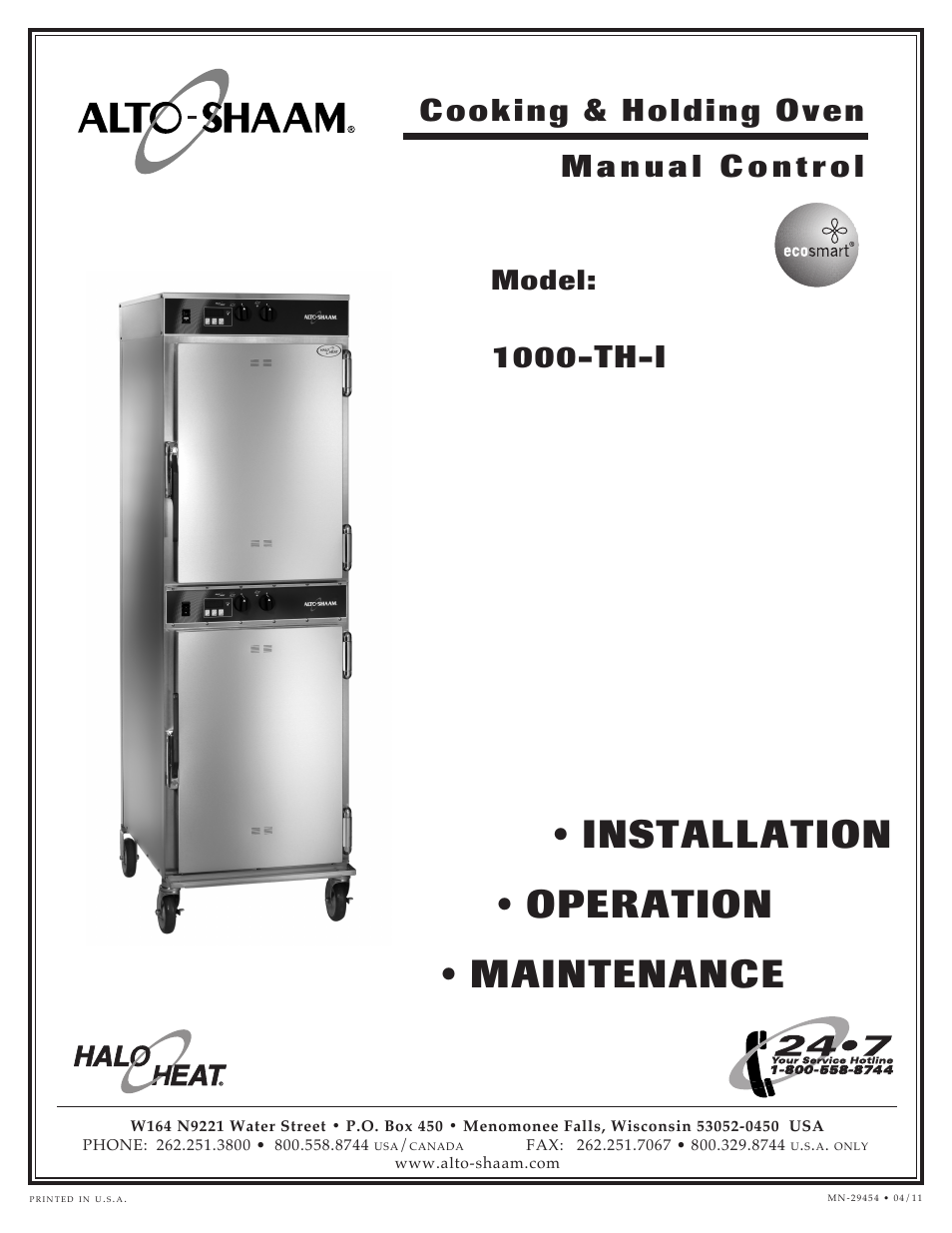 Alto-Shaam Halo Heat 1000-TH-I User Manual | 22 pages