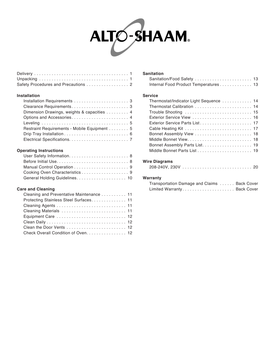 Alto-Shaam Halo Heat 1000-TH-I User Manual | Page 2 / 22