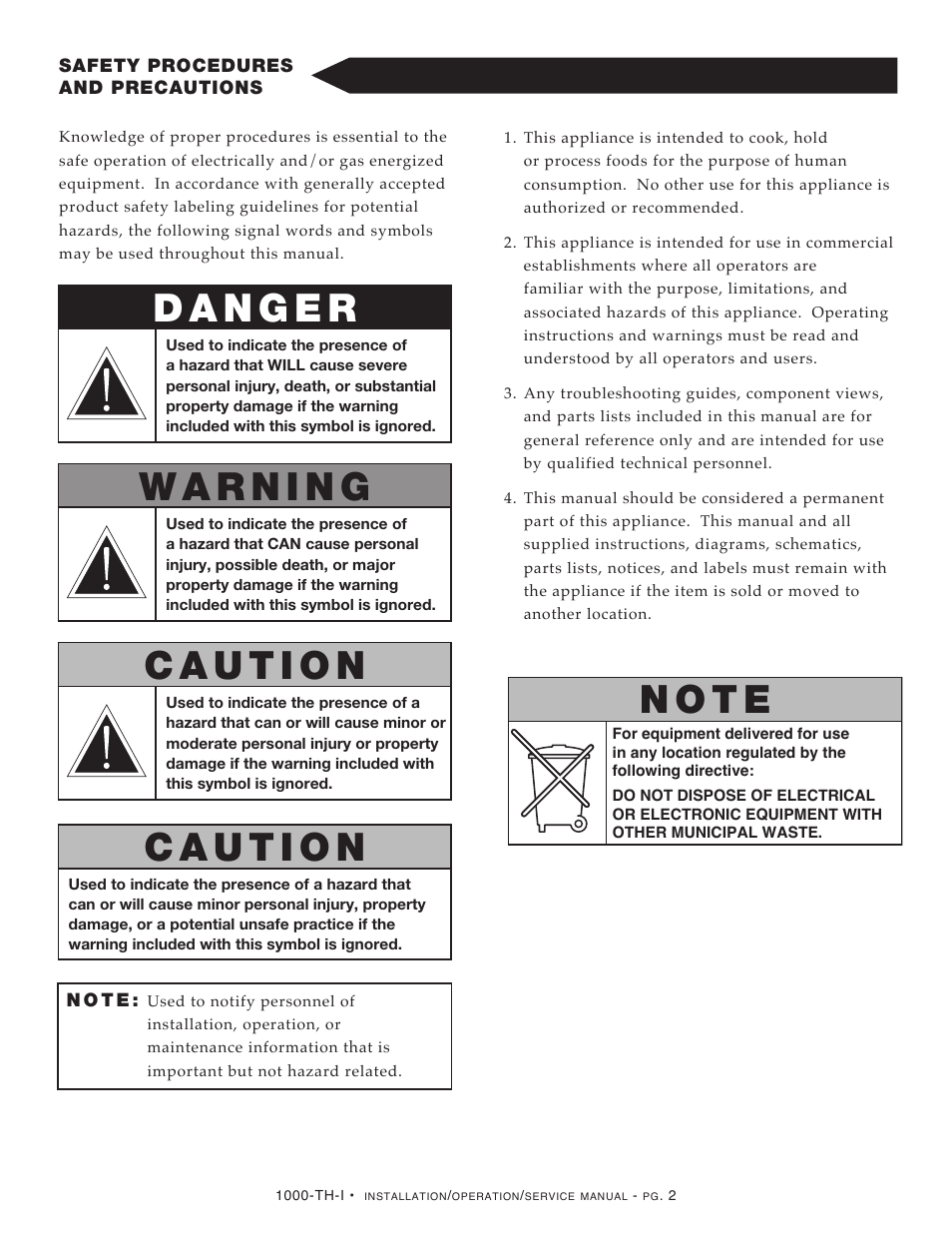 N o t e | Alto-Shaam Halo Heat 1000-TH-I User Manual | Page 4 / 22