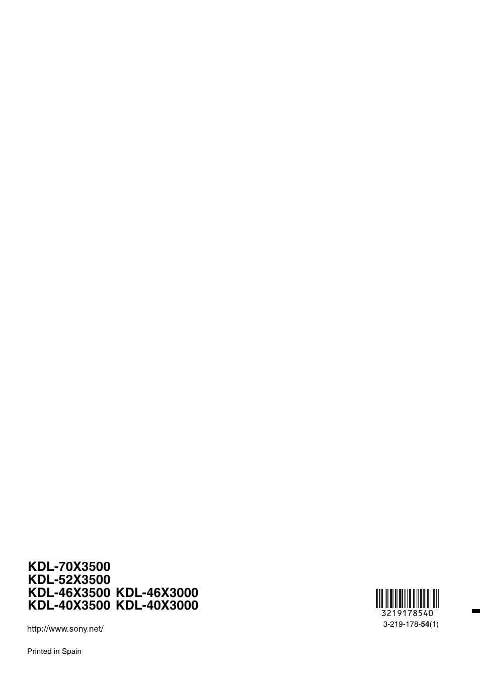 Sony KDL-46X3500 User Manual | Page 164 / 164