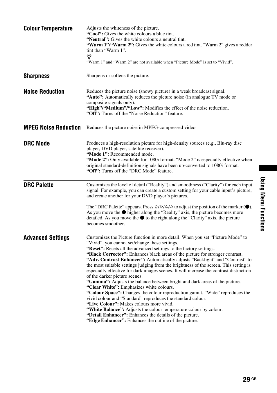 Sony KDL-46X3500 User Manual | Page 29 / 164