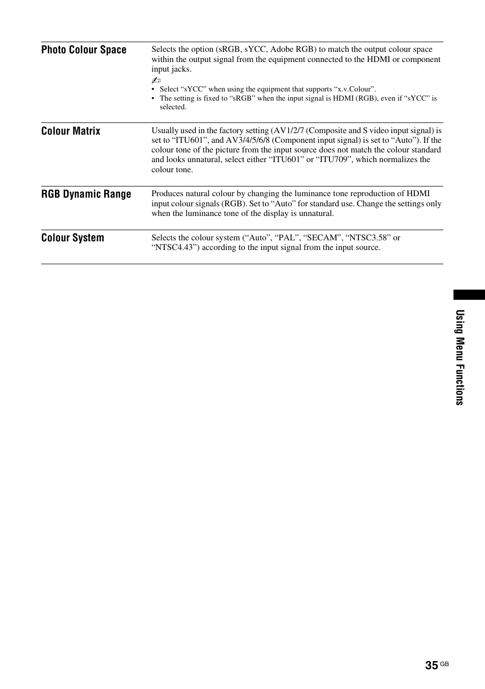 Sony KDL-46X3500 User Manual | Page 35 / 164