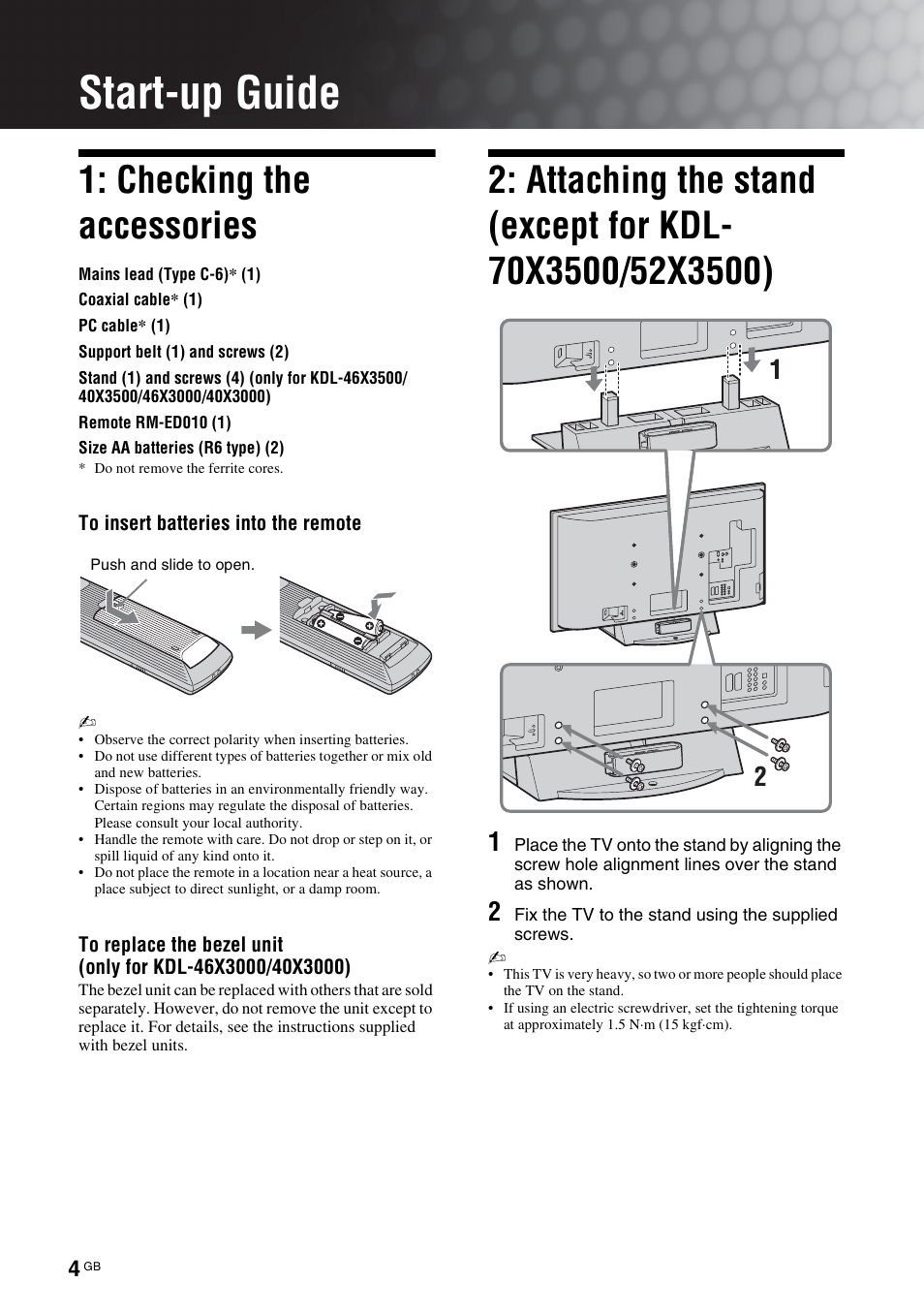 Sony KDL-46X3500 User Manual | Page 4 / 164