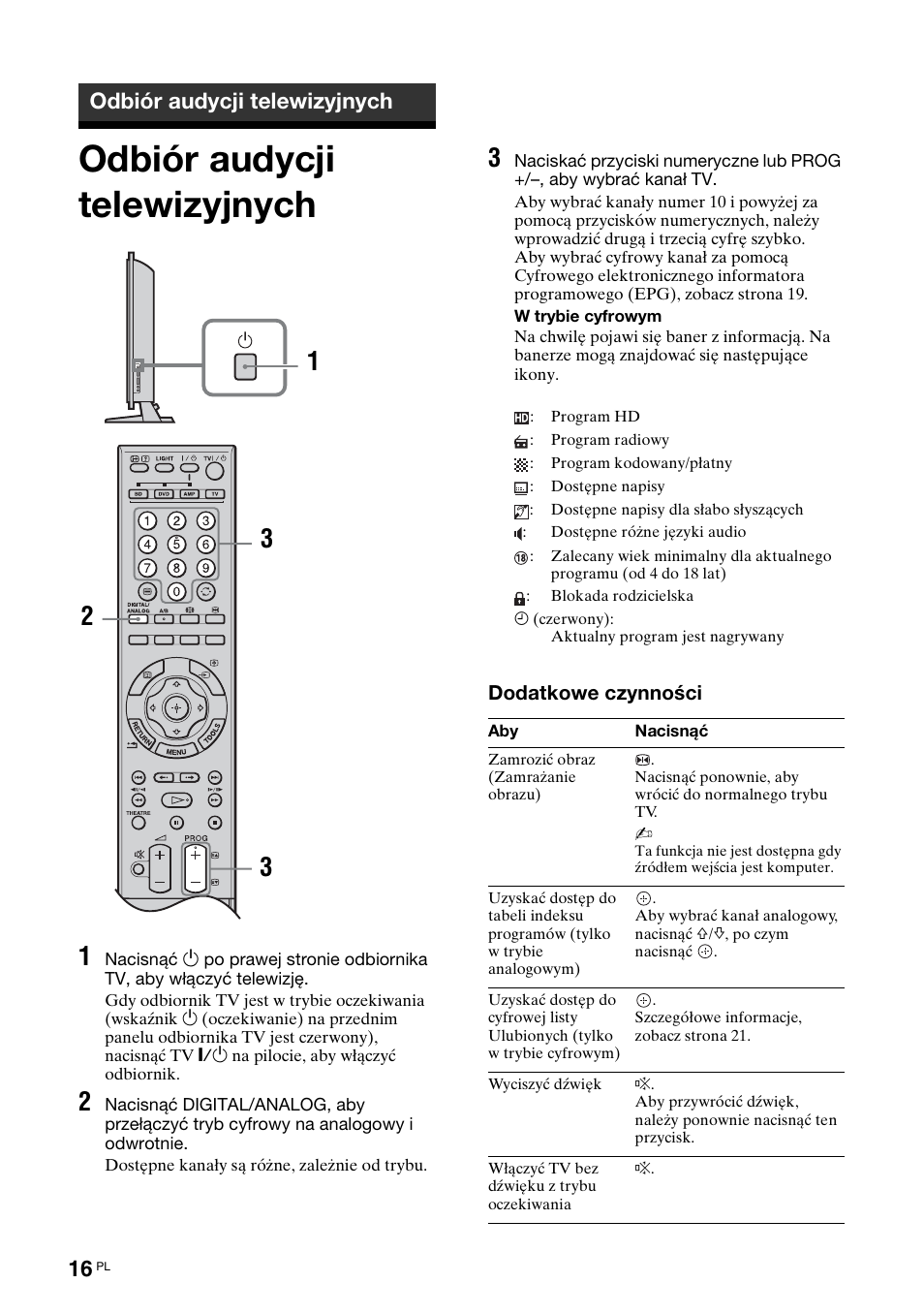 Odbiór audycji telewizyjnych | Sony KDL-46X3500 User Manual | Page 64 / 164