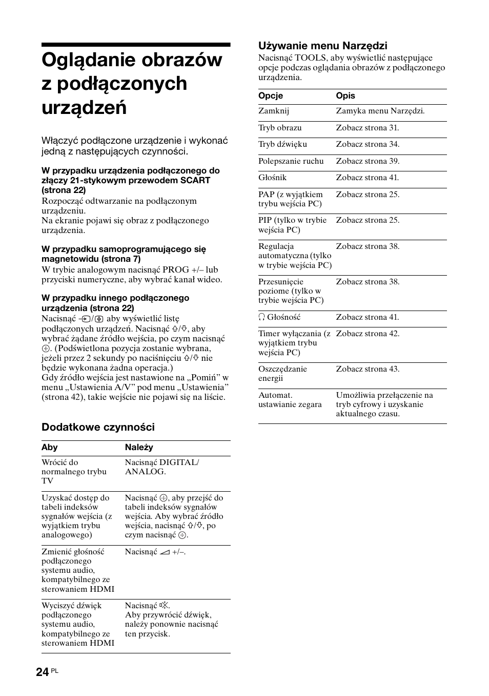 Oglądanie obrazów z podłączonych urządzeń | Sony KDL-46X3500 User Manual | Page 72 / 164