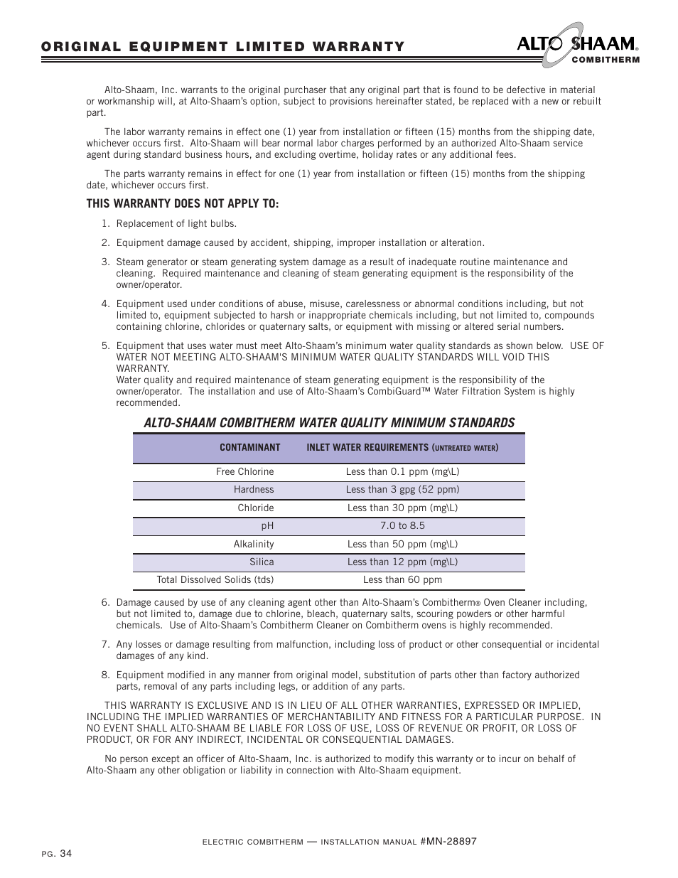 Alto-Shaam VHES-10 User Manual | Page 36 / 37