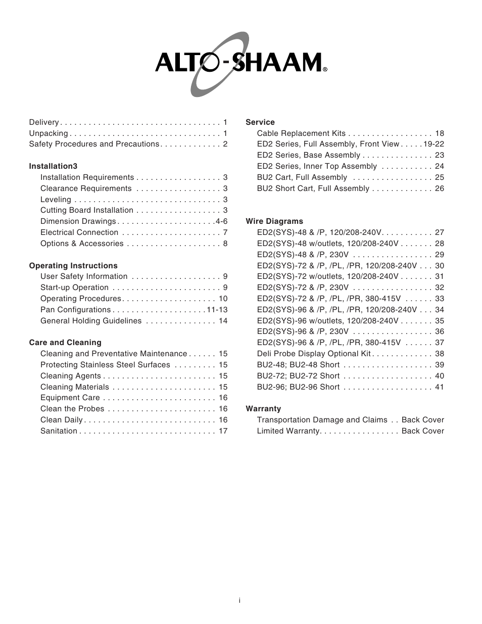 Alto-Shaam ED2-48 User Manual | Page 2 / 44