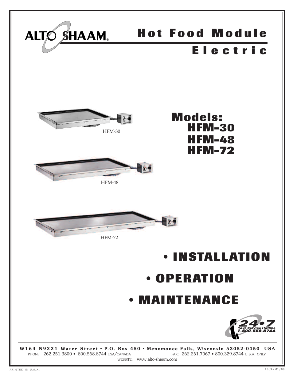 Alto-Shaam HFM-30 User Manual | 16 pages