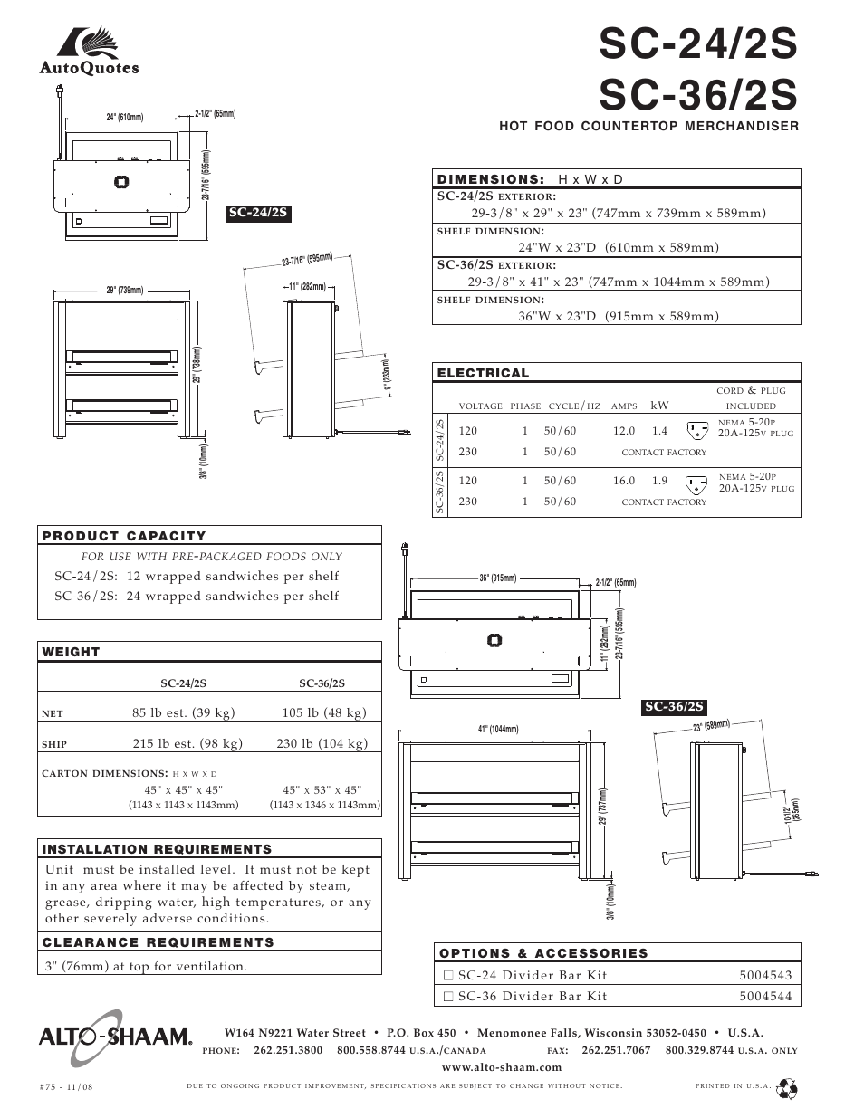 Alto-Shaam SC-24/2S User Manual | Page 2 / 2