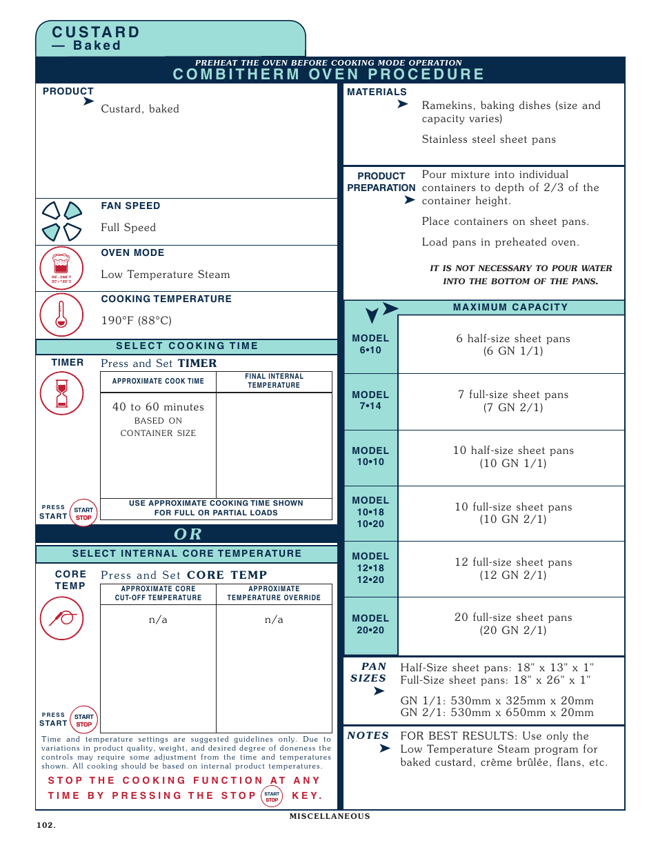 C u s ta r d | Alto-Shaam Combitherm 1008 User Manual | Page 105 / 135