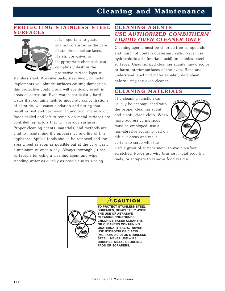 Use authorized combitherm liquid oven cleaner only | Alto-Shaam Combitherm 1008 User Manual | Page 124 / 135