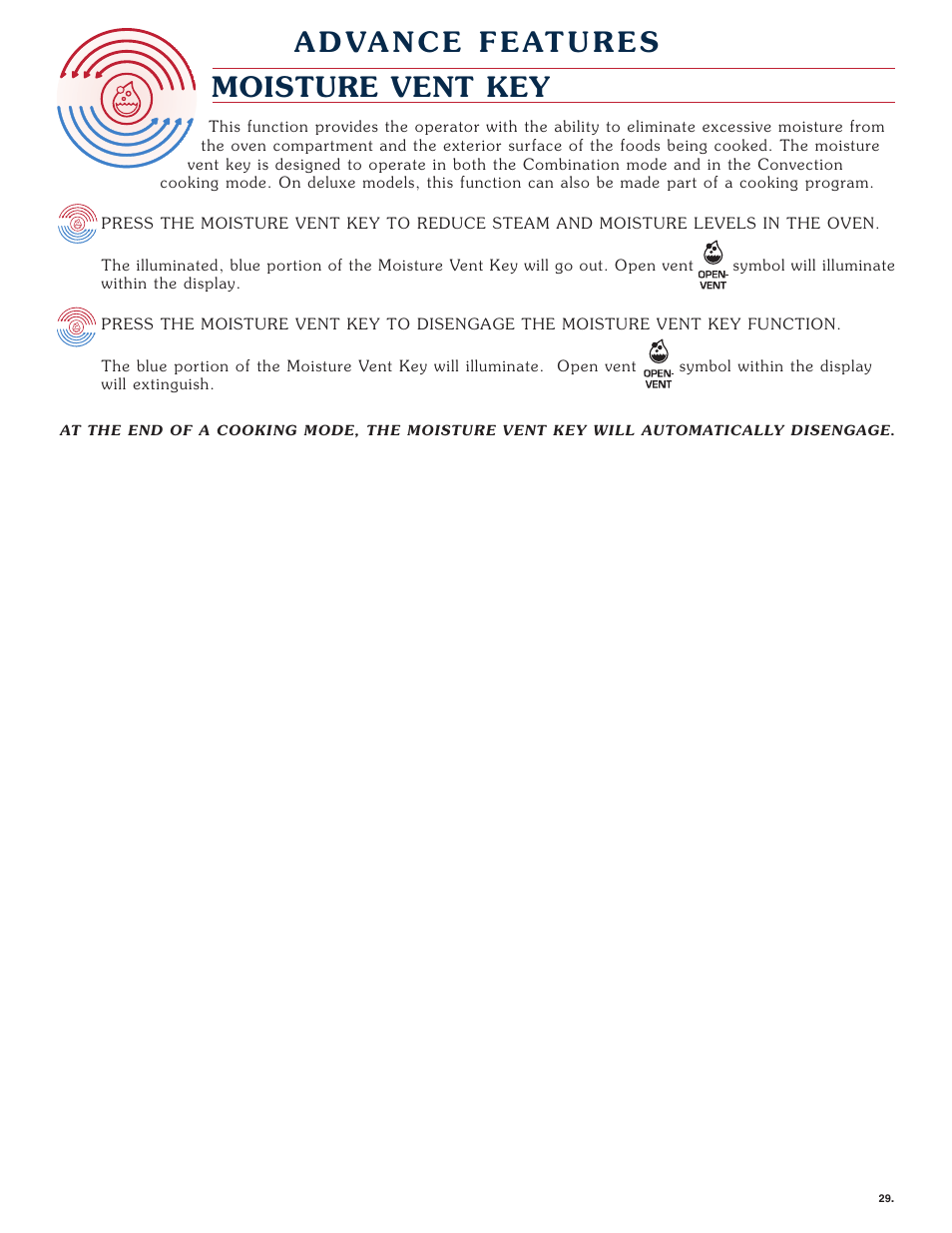 Moisture vent key | Alto-Shaam Combitherm 1008 User Manual | Page 32 / 135