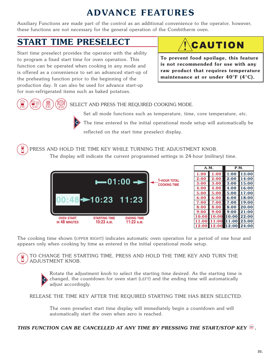 Start time preselect | Alto-Shaam Combitherm 1008 User Manual | Page 34 / 135