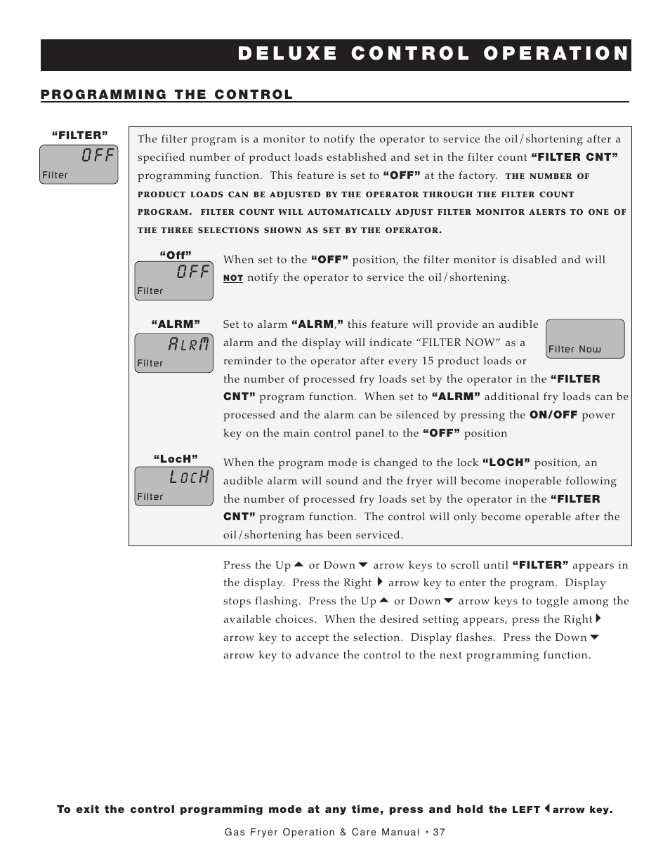 O f f | Alto-Shaam ASF-75G User Manual | Page 38 / 61