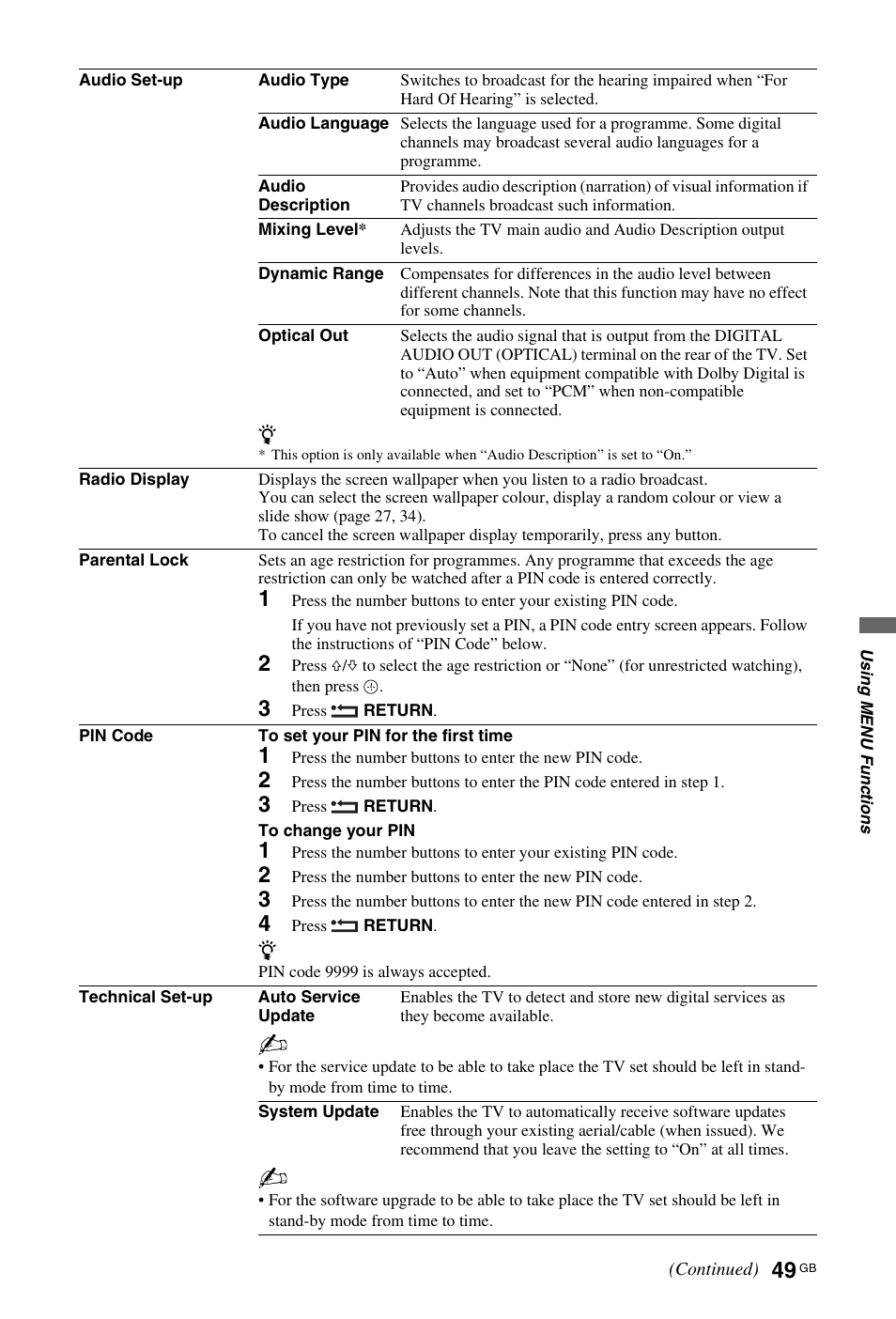 Sony KDL-40Z4500 User Manual | Page 49 / 195