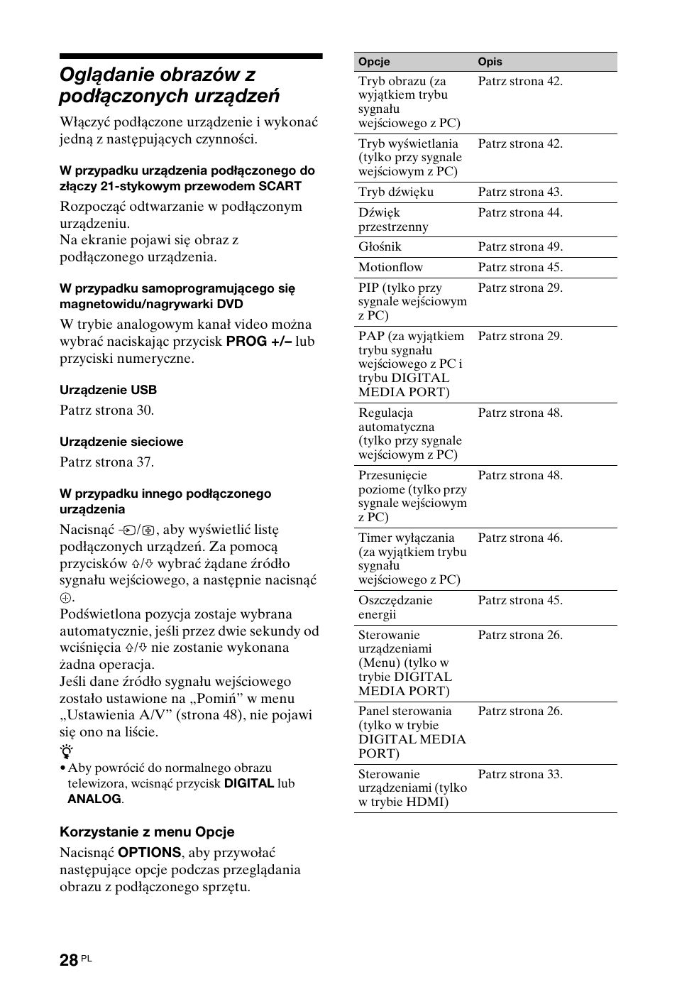 Oglądanie obrazów z podłączonych urządzeń | Sony KDL-40Z4500 User Manual | Page 86 / 195