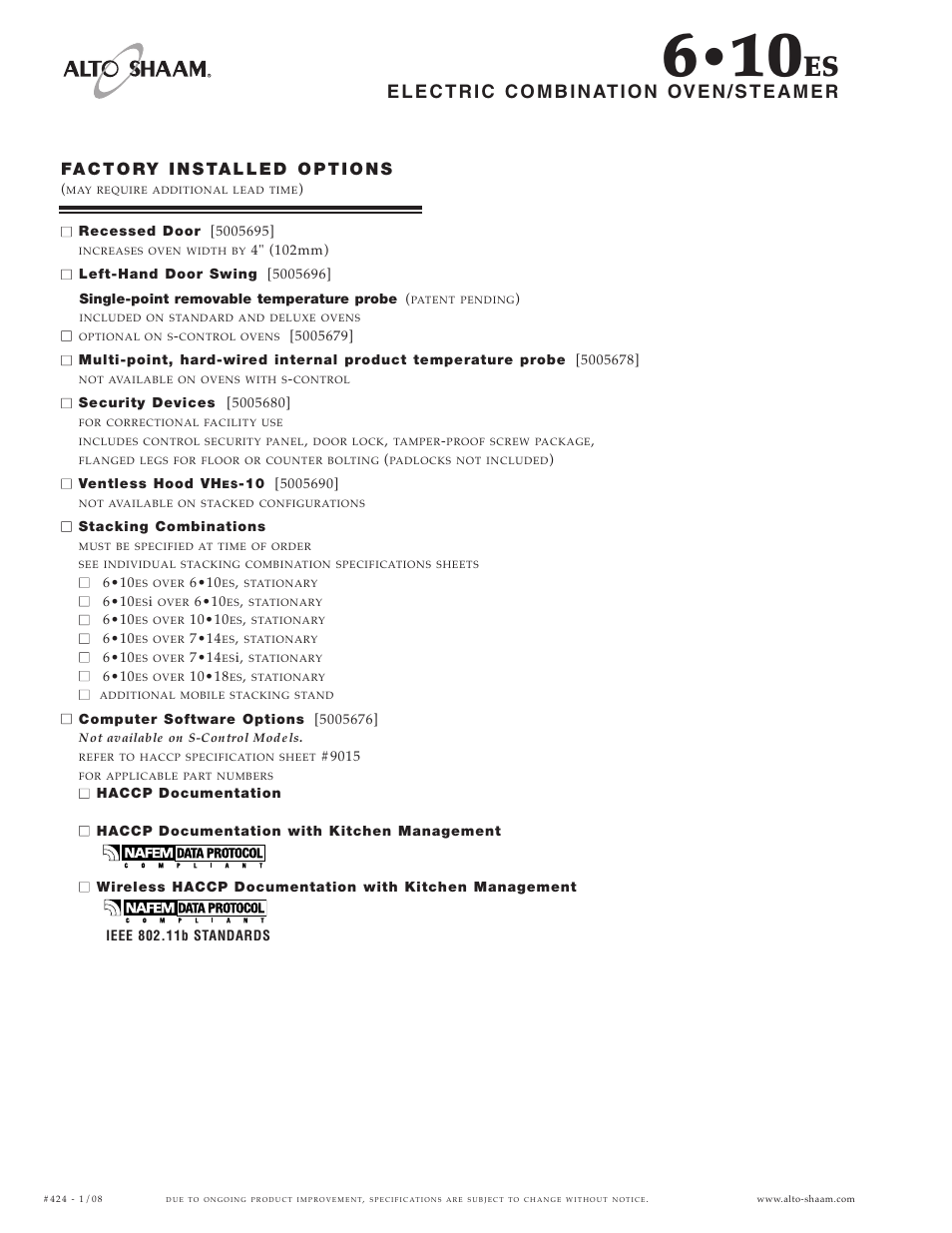 Alto-Shaam 610ES User Manual | Page 4 / 6