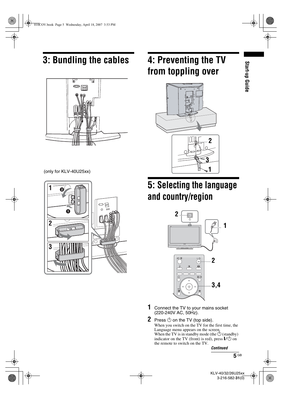 Sony KLV-26U2520 User Manual | Page 5 / 70