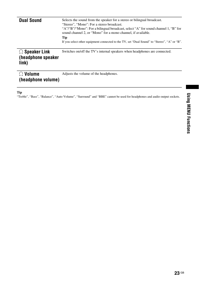 Sony KDL-32S2030 User Manual | Page 23 / 129